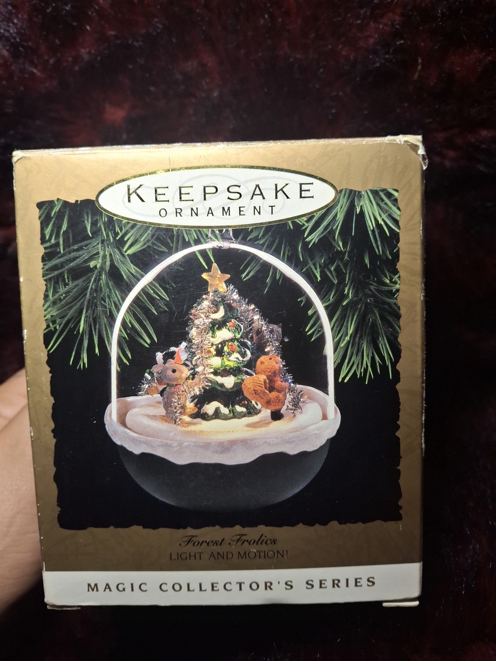 Keepsake Ornament Forest Frolics Light & Motion Holiday Ornament - Gold/Green
